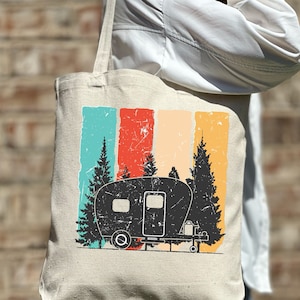 Caravan Tote Bag, Camping Tote Bag, Travel Tote Bag, Traveler Gift Tote Bag, Cute Tote Bag, Canvas Bag, Aesthetic Bag, Casual Canvas Tote