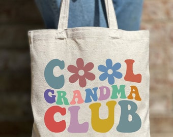Cool Grandma Tote Bag, Mother's Day Gift Idea, Aesthetic Canvas Bag, Gift for Grandma, Floral Personalized Tote Bag, Cute Grandma Gift