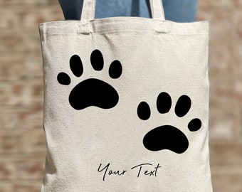 Costume Animal Print Paw Bag, Personalized Bag,Animal Lover Gift,Cute Tote Bag,Canvas Bag, Aesthetic Bag, Casual Canvas Tote, Gift Tote Bag