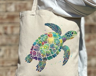 Sea Turtle Tote Bag,Cute Turtle Tote Bag, Animal Lover Gift,Cute Beach Tote Bag,Canvas Bag, Aesthetic Bag, Casual Canvas Tote, Gift Tote Bag