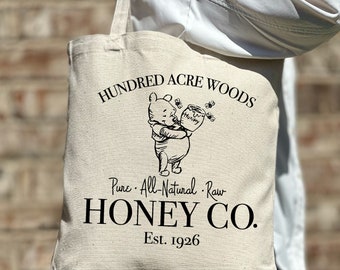 Hundred Acre Wood Honey & Co. Est 1926 Tote Bag, Pooh Tote Bag, Tote Bag gift, Cute Tote Bag, Casual Disney Tote Bag, Pooh Lover Gift Bag