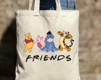 Winnie The Pooh Friends Tote Bag, Pooh and Friends Tote Bag, Tote Bag gift, Cute Tote Bag, Casual Disney Tote Bag, Pooh Lover Gift Bag