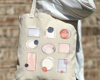 Pastelkleuren Tote Bag, Moderne Kunst Minnaar Cadeau, Leuke Tote Bag, Canvas Tas, Esthetische Tas, Casual Canvas Tote, Gift Tote Bag