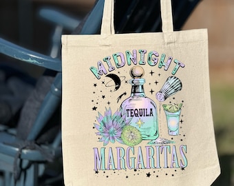 Midnatts Margaritas tygväska, Tequila-älskare present, Söt tygväska, Canvasväska, Estetisk väska, Avslappnad Canvas-tygväska, Presenttygväska, Axelväska