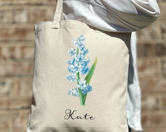 Custom Birth flower gift, Personalized Canvas Tote Bag, Birthday gift for her, gift for mom,best friends Gift, Mother gifts,Cute Gift Idea