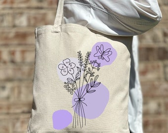 Lot De 2 Sacs Fourre-tout Toile Fleuris - Grand + Petit Avec Zip | Vintage, écologiques, Pour Courses, Voyage