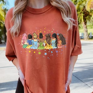 Comfort kleuren cadeau-shirt, retro Disney Princess T-shirt, aquarel prinses shirt, Disney Trip T-shirt, Disney Princess, Disneyworld Princess cadeau