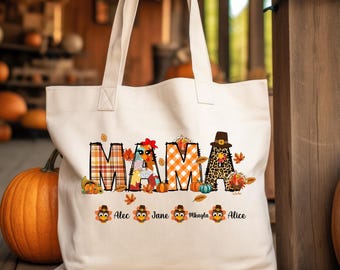 Mama Benutzerdefinierte Tragetasche, Erntedank-Einkaufstasche, Herbstsaison Tragetasche, Dankbare Tragetasche, Erntedank-Geschenk, nette Geschenkidee-Einkaufstasche