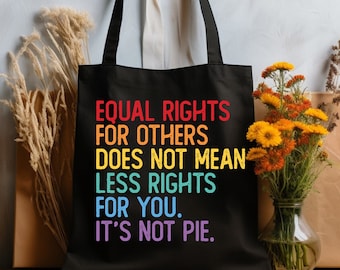 Equal Rights Pride Tote Bag, LGBTQ Justice Tote Bag, Gay Lesbian Tote Bag, Shoulder Tote Bag, Canvas Bag, Aesthetic Bag, Casual Canvas Tote