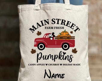 Main Street Farm Fresh Pumpkins Tote Bag, Disney Fall Tote Bag, Disney Halloween Shirt, Disney Fall Trip Tote Bag, Cute Fall Disney