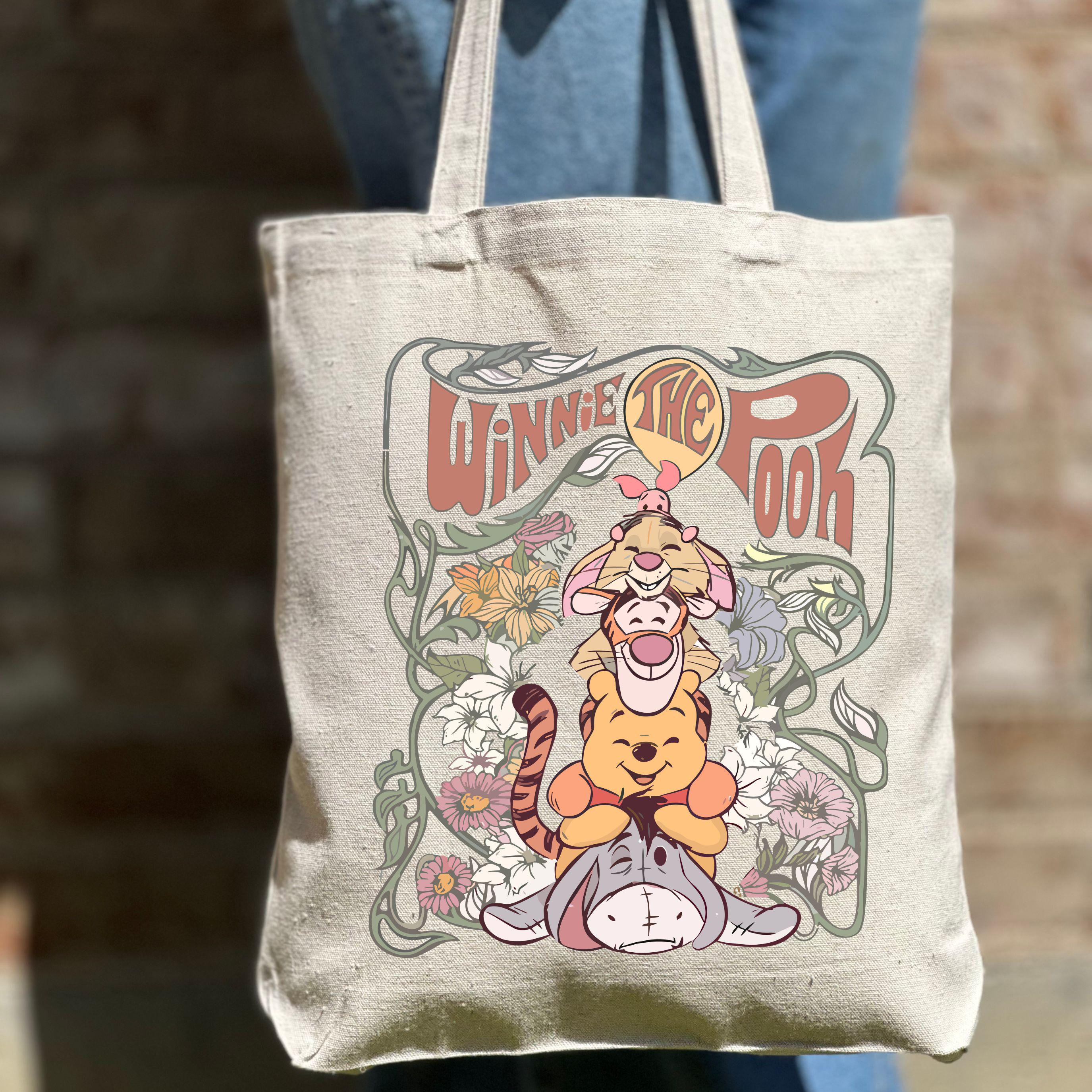 Retro Winnie The Pooh Tote Bag, Pooh and Friends Tote Bag, Tote Bag gift, Cute Tote Bag, Casual Disney Tote Bag, Pooh Lover Gift Bag