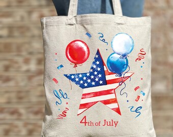 USA Lover Tote Bag, USA Flag Tote Bag, 4th July Gift Tote Bag, 4th