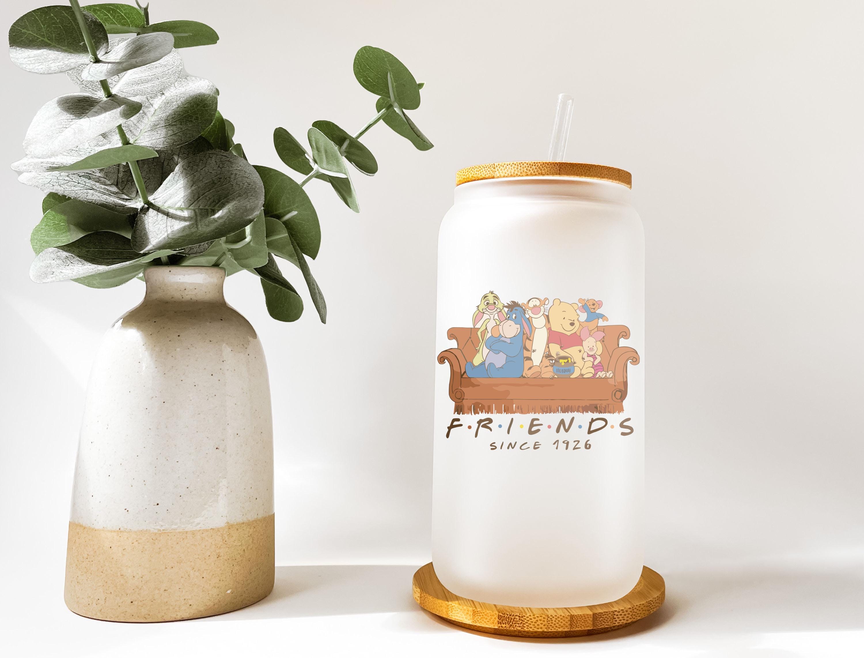 Discover Winnie and Friends Tumbler, Winnie The Pooh Friends Coffee Cup Tumbler, 16oz Glass Cup, Beer Can Glass with Lid and Straw, Winnie Lover