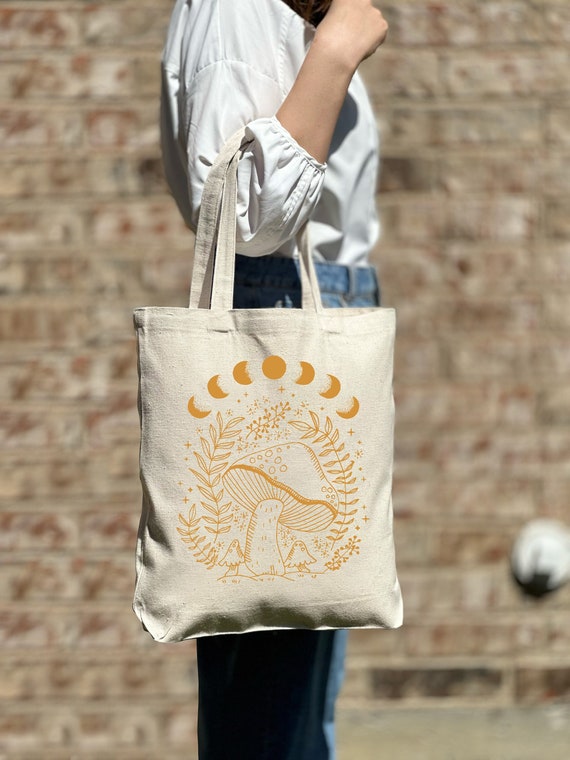 Mushroom Moon Phases Tote Bag, Mushroom Lover Gift, Cute  display picture 3