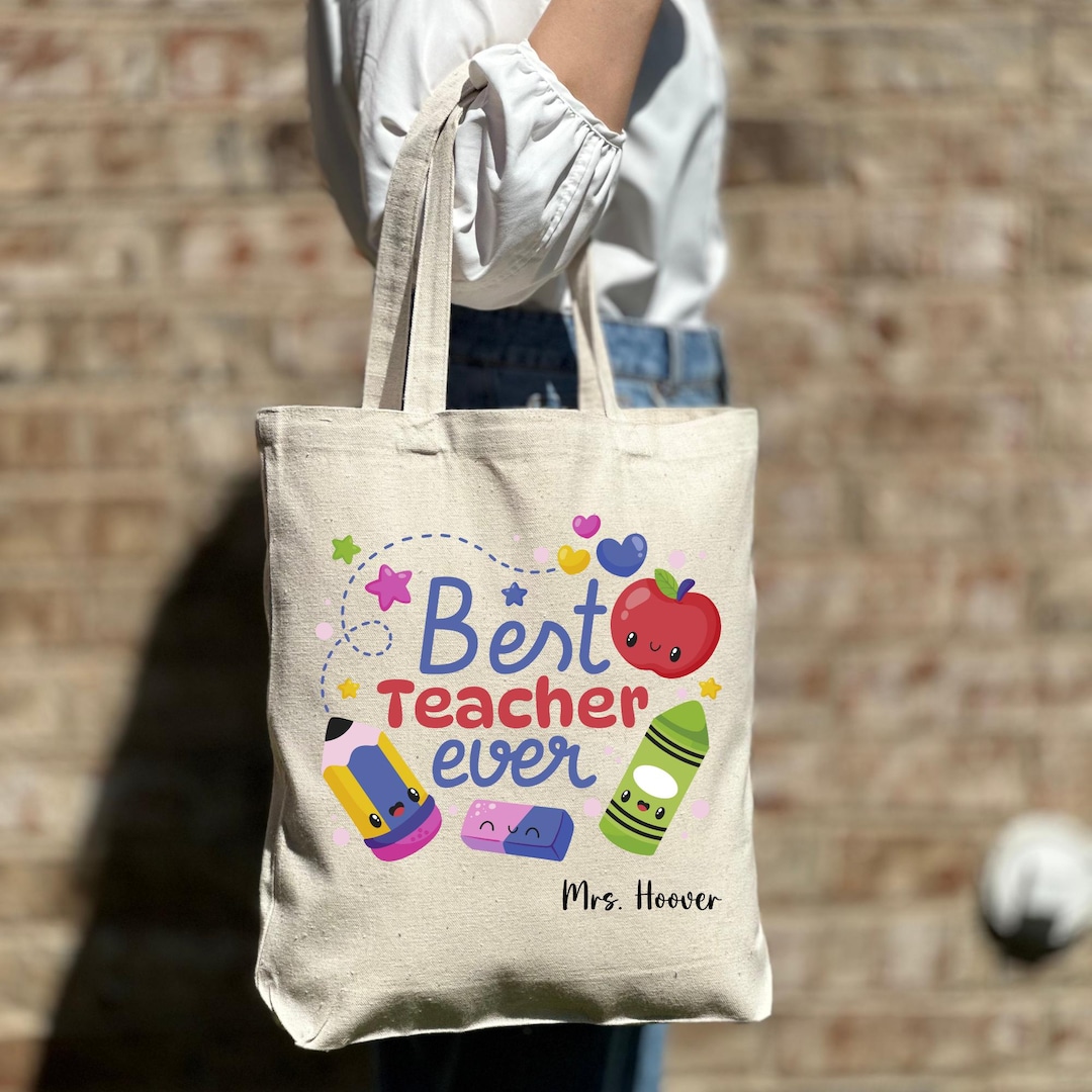 Custom Best Teacher Ever Tote Bag,personalized Teacher Gift Tote ...