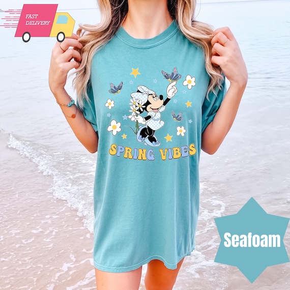 Comfort Colors Minnie Spring Vibes Shirt, Floral Spring Shirt, Flower And Butterfly Shirt, Family Trip 2025 Tee, Magical Kingdom Shirt