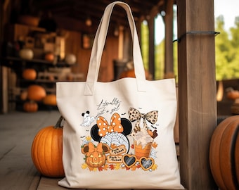 Cute Minnie Fall Halloween Disney Tote Bag, Disney Fall Vibes Tote Bag, Disney Family Fall Tote Bag