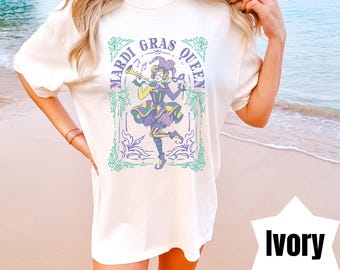 Komfort Farben Retro Mardi Gras Queen Shirt: Louisiana Karneval