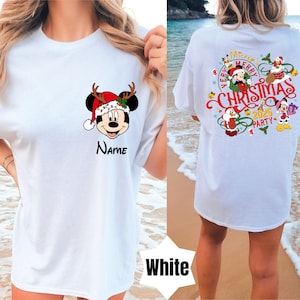 Comfort Colors 2-Sided Mickey&#39;s Very Merry Christmas Party 2025 Tee,Disney Santa Mickey And Friends Group Christmas Lights Shirt,Disney Xmas