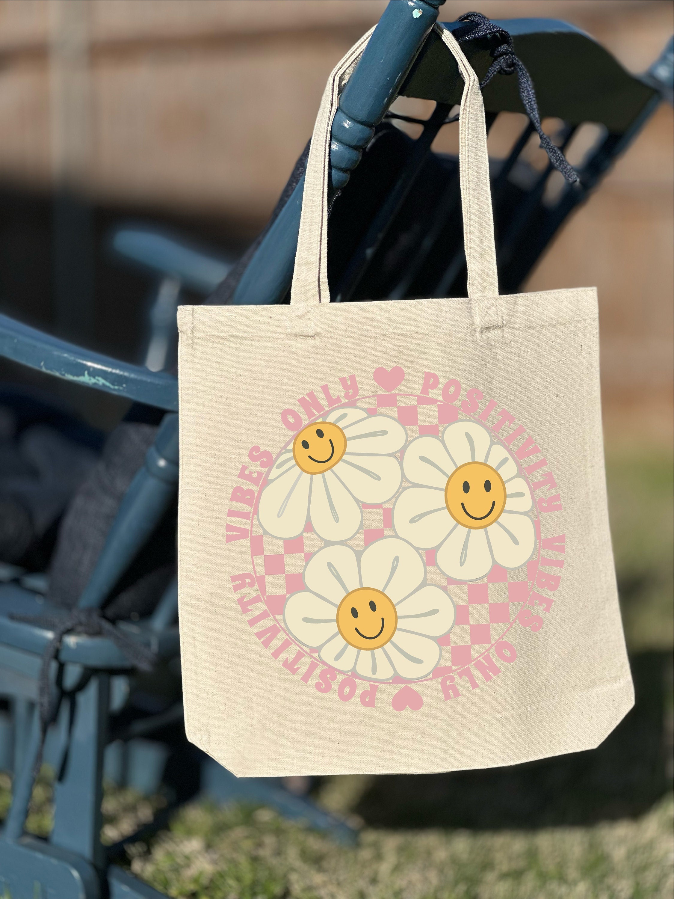 Only Positive Vibes Tote Bag, Motivational Tote Bag