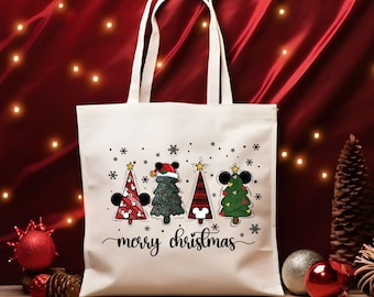 Bolsa de mano de Mickey Feliz Navidad, bolsa de mano con árbol de Navidad de Disney, bolsa de mano de Navidad de Disney, bolsa de mano de regalo de Navidad de Disney