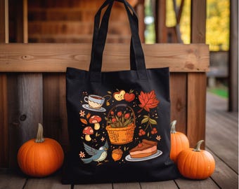 Dlzdn Fall Dog Pumpkin Canvas Tote Bag For Women - Aesthetic Reusable Shopping Bag, 14x16 Inches