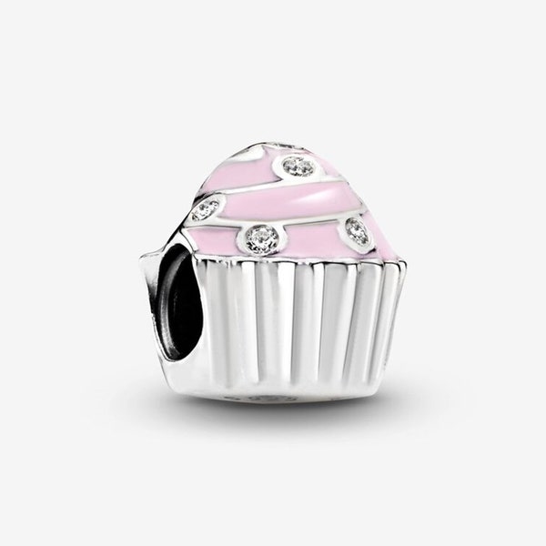 Charm petit gâteau rose Pandora, breloque en argent pour bracelet, pendentif en argent