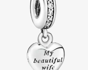 My Beautiful Wife Dangle Charm, 925 Sterling Zilver, charme voor PANDORA armband, ale 925s stempel