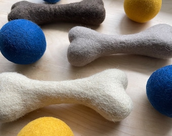 Wool Felt Dog Bone Chew Play Toy 100% Biodegradable Wool Handmade