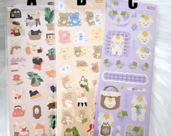 Kawaii Dog bear cat animals sticker sheet / planners and journals decorations