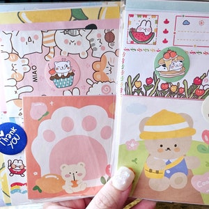 30+ items cute stationery grab bag memos, stickers perfect for planners, journals decoration, penpal exchange,washi tapes