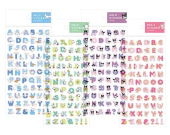 Alphabet Sticker sheets with Character Cinnamoroll/Pochacco/Kuromi/My Melody /  letter stickers