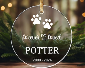 Nombre personalizado Perro Memorial Vidrio Ornamento Pet Loss Ornament Cat Memorial Regalos Perro Mamá Regalos de Navidad Forever Loved Custom Ornament