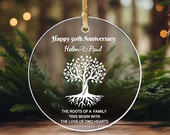 Decorazione in vetro per anniversario personalizzata, decorazione natalizia personalizzata, ricordo per il 50° anniversario di matrimonio, regalo per coppie, regalo per i nonni