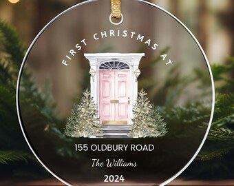 New Home Bauble First Christmas In New Home Decoration First Christmas First Home KeepsakeHanging Tree Decor Pink Door Glass Ornament