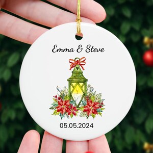 Couple&#39;s Name Christmas Ornament First Xmas Engagement Ornament 2024 1st Christmas Together  Keepsake Gifts for Couple Hanging Tree Decor