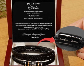 Personalized To My Man I Love You Bracelet Men's Beaded Bracelet Soulmate Gift Birthday Gift Christmas Gift For Him Anniversary Gift Unique