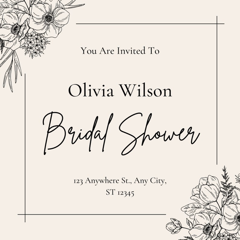 Printable Bridal Shower Invitations Editable Template Etsy
