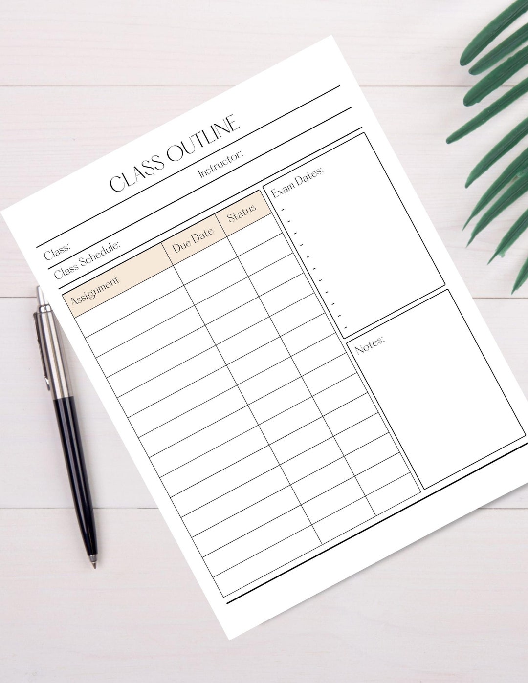 Class Planner DIGITAL DOWNLOAD Print, Tests Assignment Organization - Etsy
