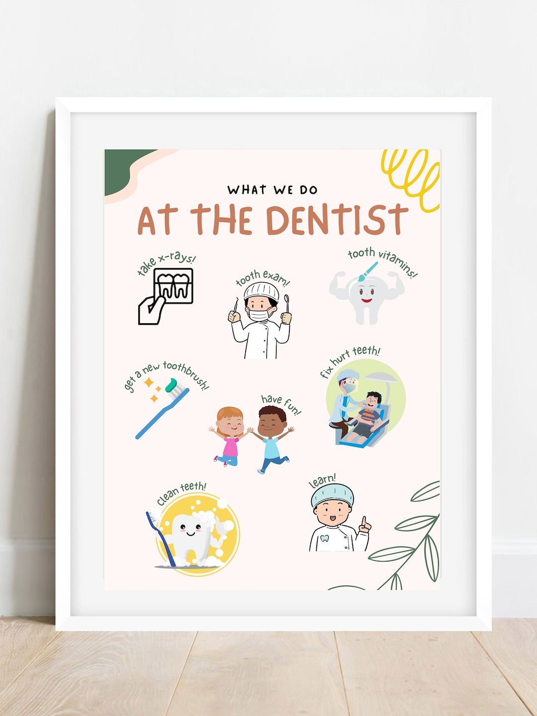 Dental Hygiene Educational DIGITAL DOWNLOAD Poster for Children, What
