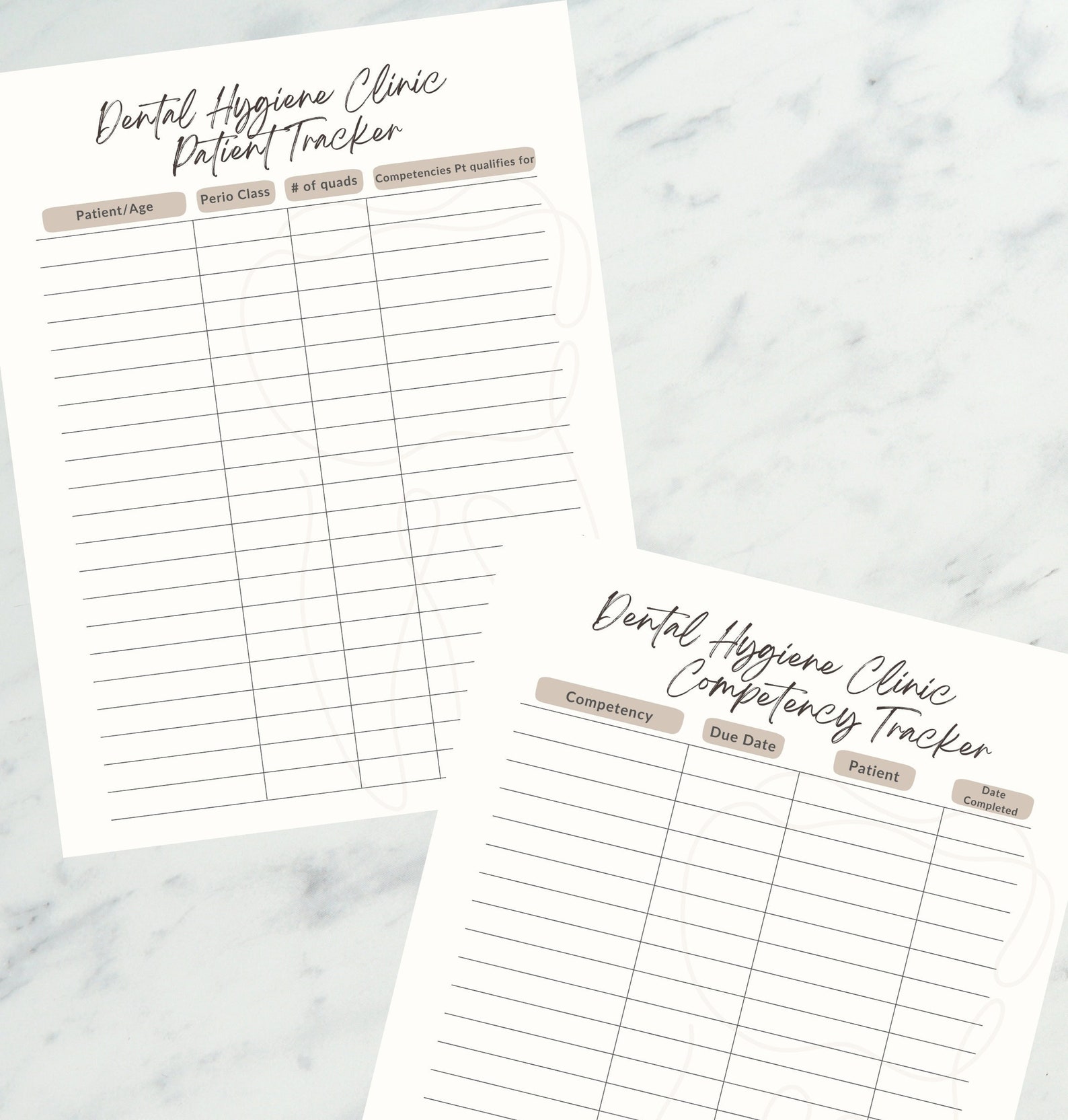 Dental Hygiene Clinic Tracker DIGITAL DOWNLOAD, School Competency