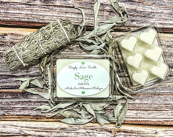 Sage wax melts for warmer, Clears negativity, Relaxing scented tarts, Sage incense handmade gift, Housewarming gift, Great for meditation