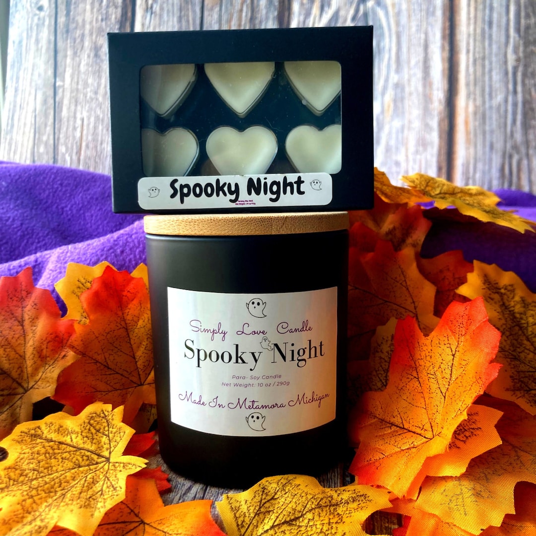 Spooky Night Candle and Wax Melt, Gift for Best Friend, Green Apple and
