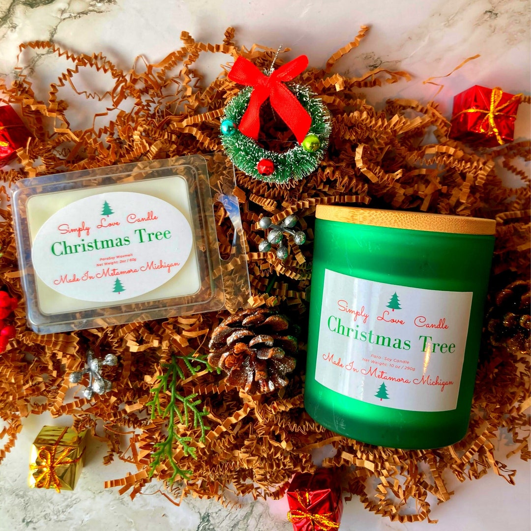 Christmas Tree Candle and Wax Melt Set, Gift for Best Friend Mom or