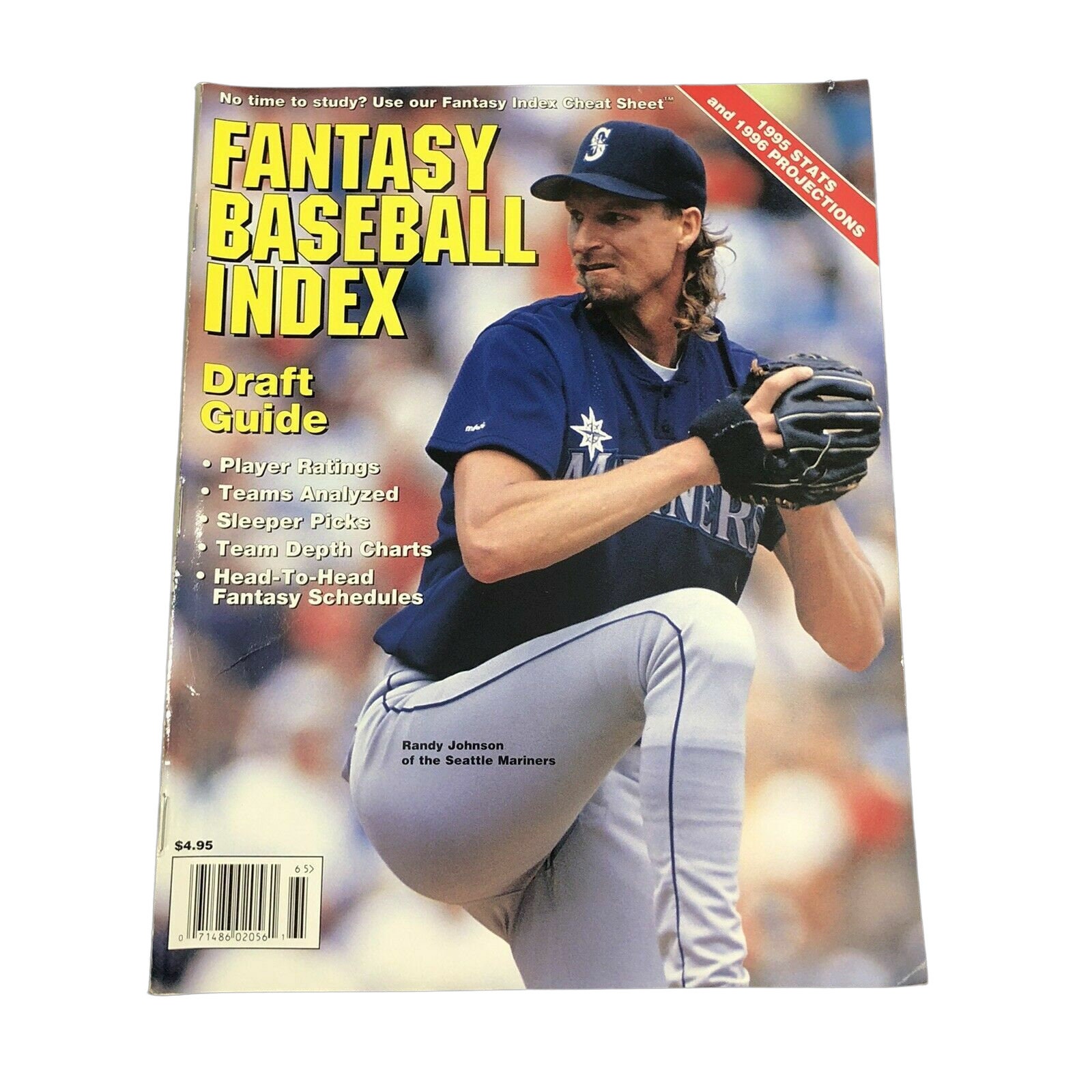 Randy Johnson - Fantasy Baseball Index Draft Guide Cover 1995 Stats And  1996 Projections