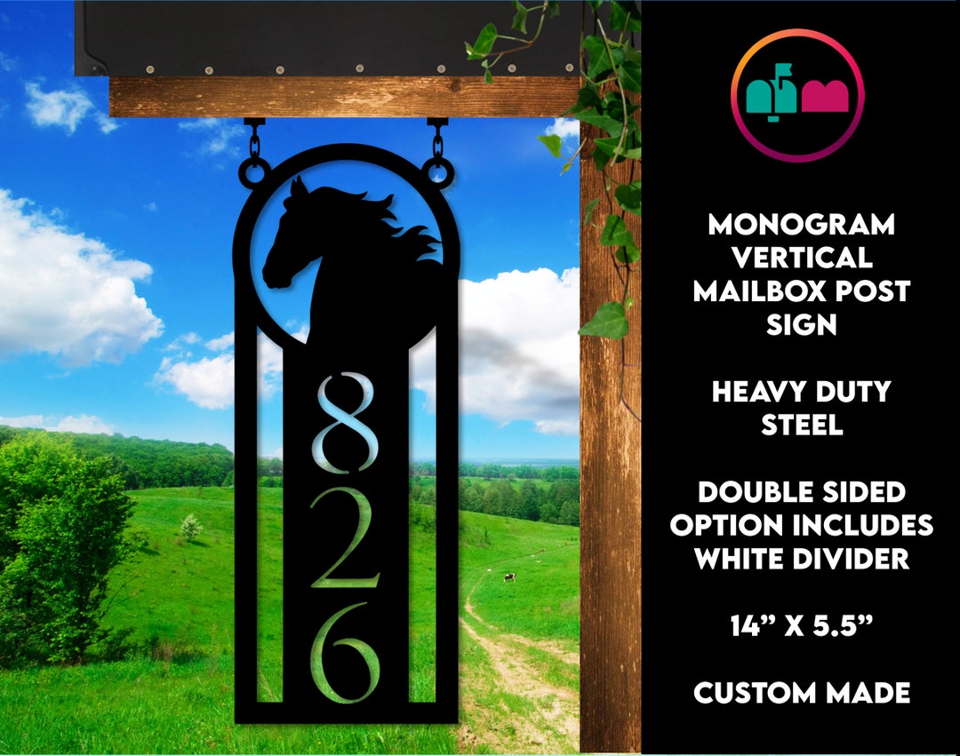 Horse Address Sign Hanging Vertical Mailbox Numbers Etsy