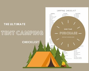 Checklist ultieme tentkamperen | Paklijst kamperen | Afdrukbare checklistpagina | 11 x 8,5 inch | Direct downloaden | Afdrukbare pdf