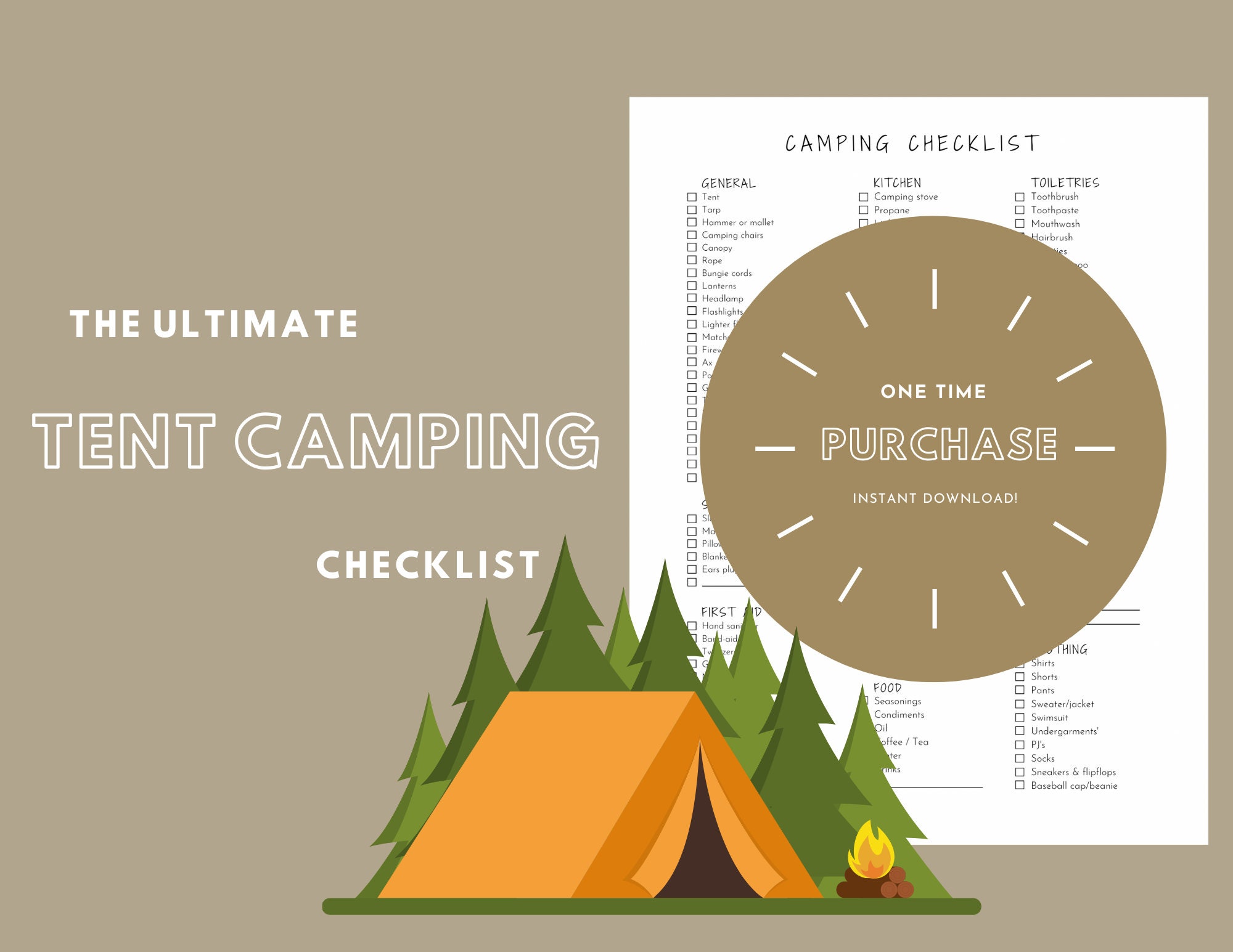 Ultimate Tent Camping Checklist | Camping Packing List | Printable ...
