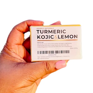 Kojic Turmeric Lemon Soap, Brightening Soap, Dark Spots, Dark Inner thighs, Acne Spots Remover, Natural Soap,Turmeric and Ginger oil, 3 oz