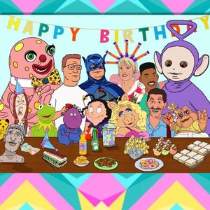 UK 90’s 00’s Funny TV Themed Birthday Card - 30th 40th - British - Nostalgic. Blobby, Kermit, etc - Dad - Mum - Friend - Colleague - Family